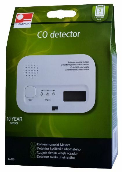 Flamingo Kohlenmonoxidmelder / CO Detector, Sensor mit 10 Jahren Lebensdauer