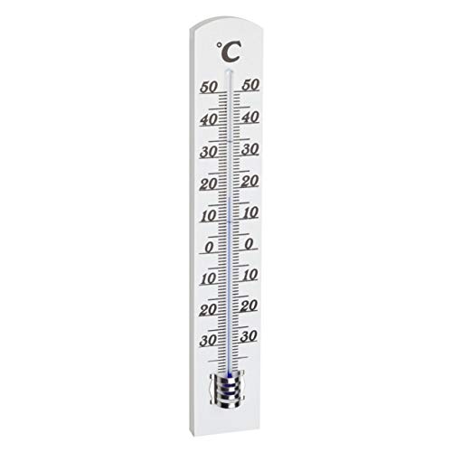 TFA Dostmann Analoges Innenthermometer, 12.1003.09, Raumthermometer, hohe Genauigkeit, aus Buchenholz, weiß