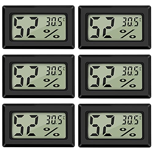 Thlevel 6X Mini LCD Digital Thermometer Temperatur Luftfeuchtigkeit Tester Hygrometer für Kühlschrank Innen -50°C~+70°C (6 PCS A)